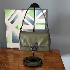 Like New Coach Soft Tabby, Army Green Multi with snakeskin
